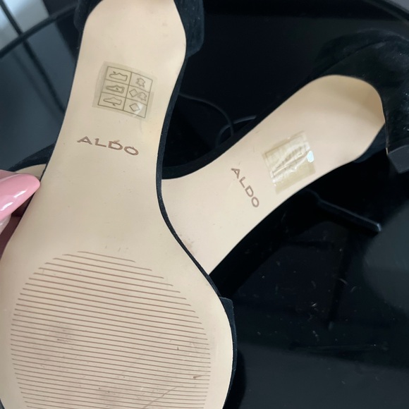 Black Suede Open Toed Stilettos - Picture 3 of 4